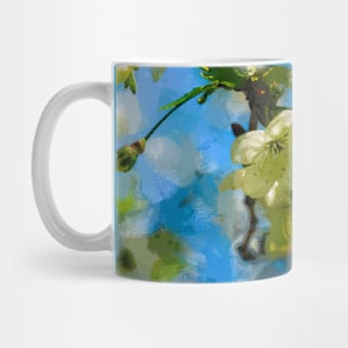 White Cherry Flowers, Blue Sky Mug